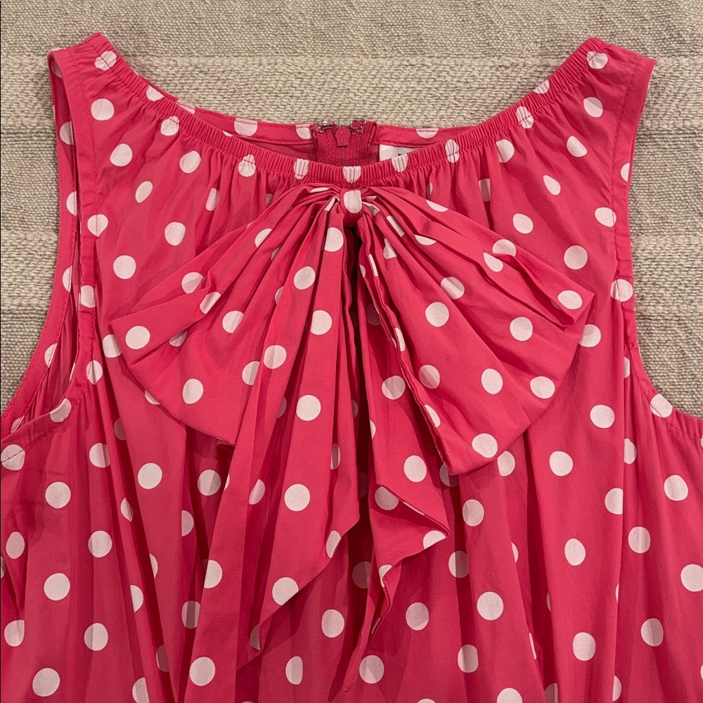 Unique Vintage Pink Polka Dot Midi Dress Pockets Retro 50s Inspired Swing Size S - Picture 6 of 7